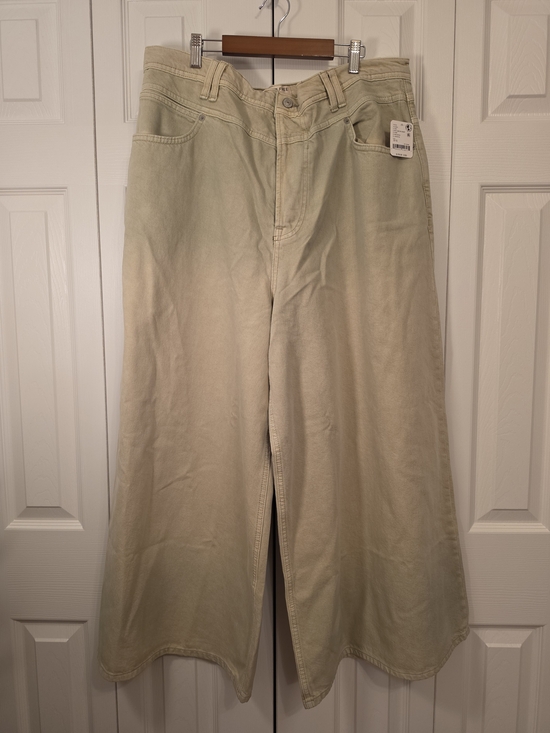 Free People Denim - Free People We The Free Give & Take Wide Leg Jeans - Key Lime 33 SHORT